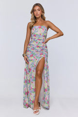 Palm Whisper Strapless Maxi Dress Multi