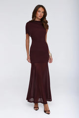 Effortless Theory Mesh Maxi Dress Burgundy