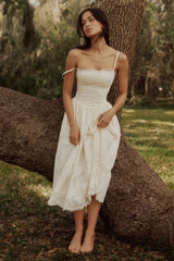 White Custom Lace + Cotton Midi Sundress