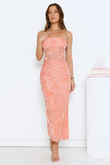 Style Too Good Strapless Mesh Maxi Dress Peach
