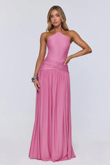 Spark Of Sophistication Halter Maxi Dress Pink