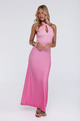 Chic Fix Halter Maxi Dress Pink