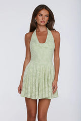 Confetti Hour Halter Mini Dress Sage