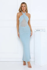 Nightstage Babe Halter Maxi Dress Blue