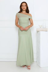 Dusk Noir Off Shoulder Maxi Dress Sage