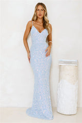 Radiant Sparkle Sequin Maxi Dress Blue