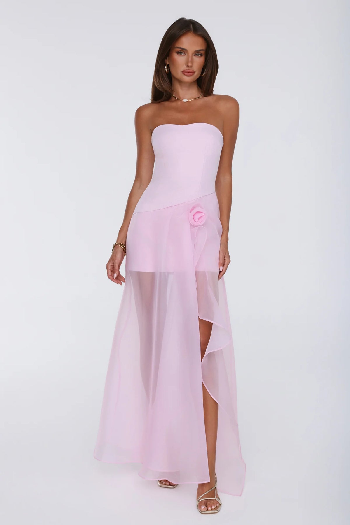 Romantic Everything Strapless Maxi Dress Pink