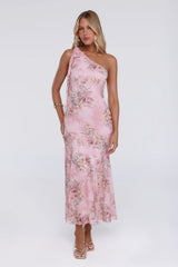 Pretty Whispers One Shoulder Maxi Dress Pink