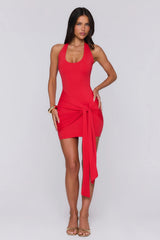 Special Announcement Halter Mini Dress Red