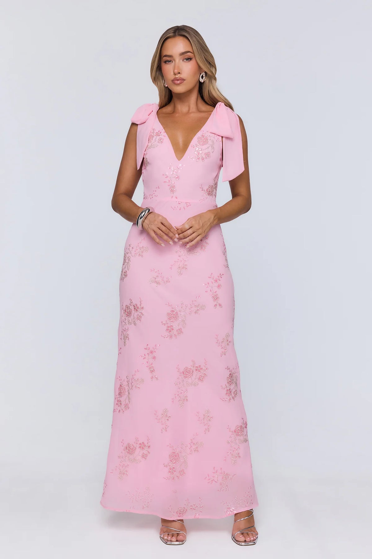 Soft Icon Energy Embellished Maxi Dress Pink