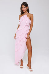 Whispered Radiance Halter Maxi Dress Pink