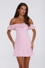 Darling Pop Off Shoulder Mini Dress Pink