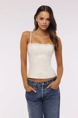 white cotton broderie anglais lace top