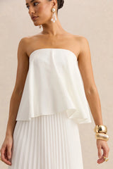 Saralyn White Bandeau Maxi Dress With Pleated Skirt