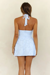 Bubbly Babe Halter Mini Dress Blue