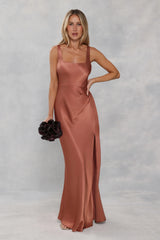 The Evelina Satin Maxi Dress Bronze
