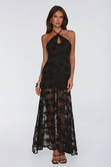 Enchanted Aura Halter Maxi Dress Black