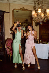 Like A Trendsetter Halter Maxi Dress Sage