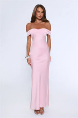 The Sophisticate Off Shoulder Maxi Dress Pink