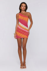 Style Of The Times Knit One Shoulder Mini Dress Multi