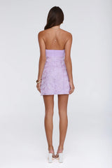 Soft Meadow Strapless Embroidered Mini Dress Lilac