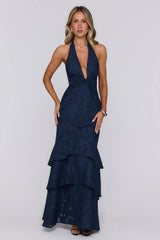 Take The Chance Halter Maxi Dress Navy