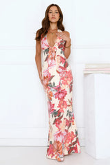 Rustic Radiance Sequin Halter Maxi Dress Floral
