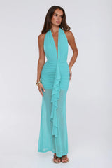 Born To Stand Out Halter Maxi Dress Aqua