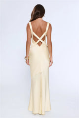 Life’s A Movie Satin Maxi Dress Yellow