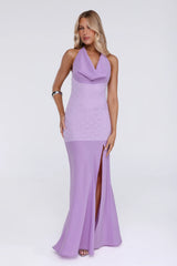 Champagne At Dusk Halter Maxi Dress Purple