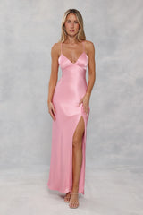 The Sophia Satin Maxi Dress Candy Pink