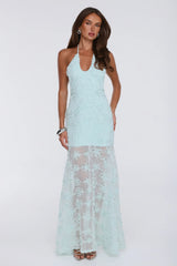 Enchanted Aura Halter Maxi Dress Sage