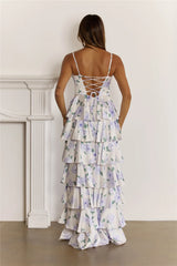 Dreamy Floral Corset Tiered Maxi Dress White