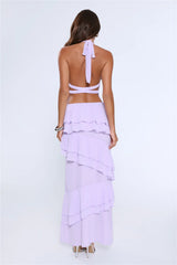 Power Glow Halter Maxi Dress Lilac