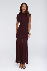 Effortless Theory Mesh Maxi Dress Burgundy