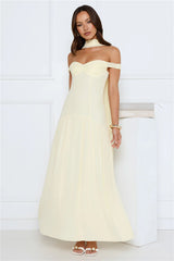 The Style Spotlight Off Shoulder Maxi Dress Yellow
