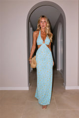 Garden Girly Halter Maxi Dress Ditsy Floral