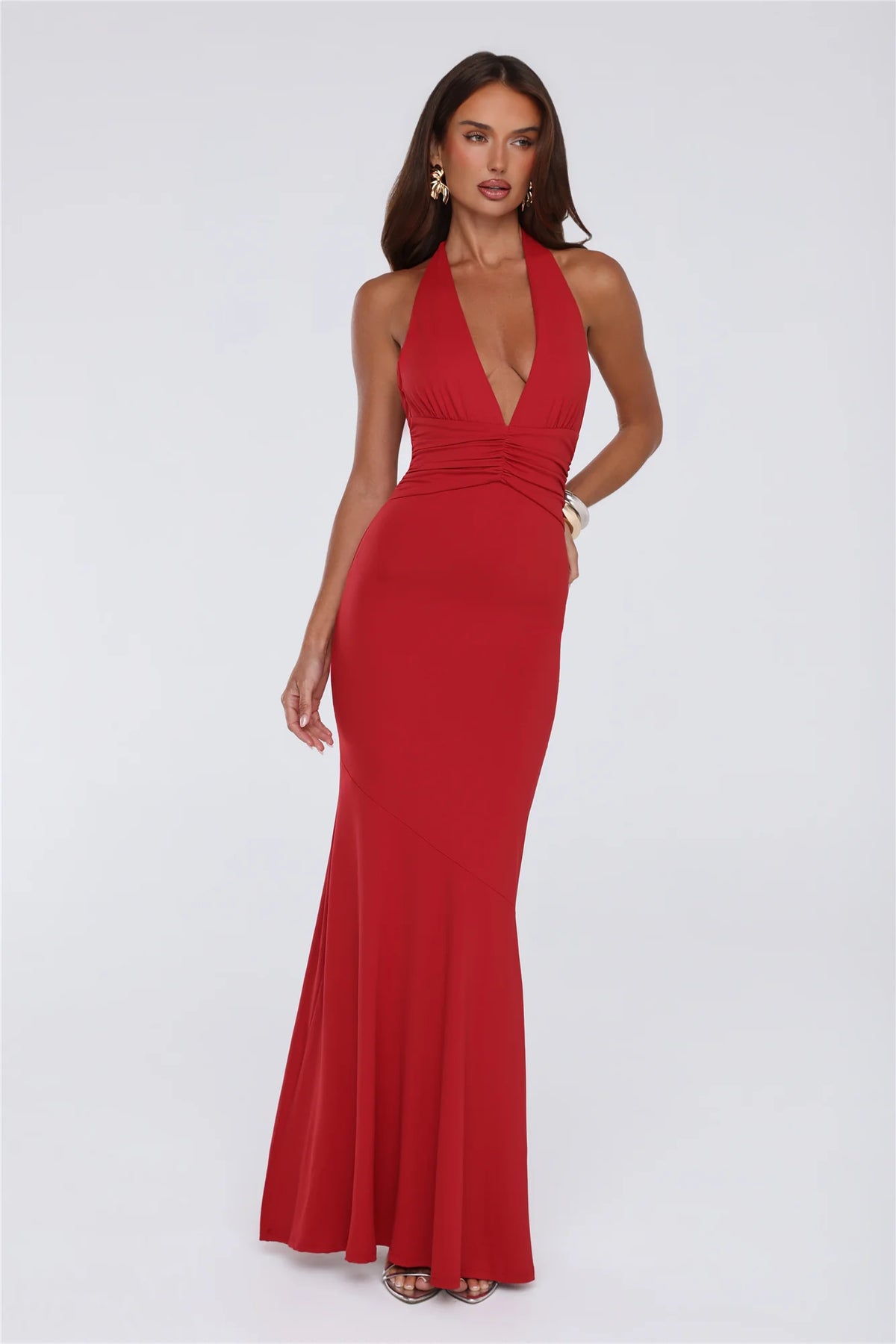Chic Spark Halter Maxi Dress Red
