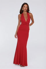 Chic Spark Halter Maxi Dress Red