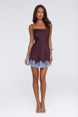 Evening Glow Satin Mini Dress Wine