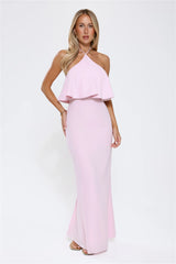 Silken Radiance Halter Maxi Dress Pink