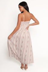 Amaris Maxi Dress - Ivory Mauve Floral