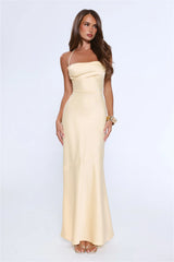 Evening Energy Satin Maxi Dress Yellow