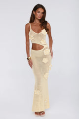 Nights On Island Knit Maxi Dress Yellow