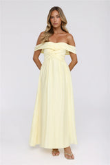 Sand Twirl Off Shoulder Maxi Dress Yellow