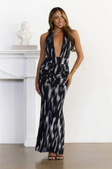 Statement Hour Knit Halter Maxi Dress Multi