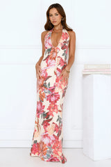 Rustic Radiance Sequin Halter Maxi Dress Floral