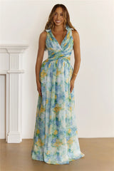 She’s The Edit Frill Lace Up Maxi Dress Multi