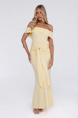 Contemporary Vibe Off Shoulder Maxi Dress Yellow