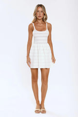 Petal Light Knit Mini Dress White